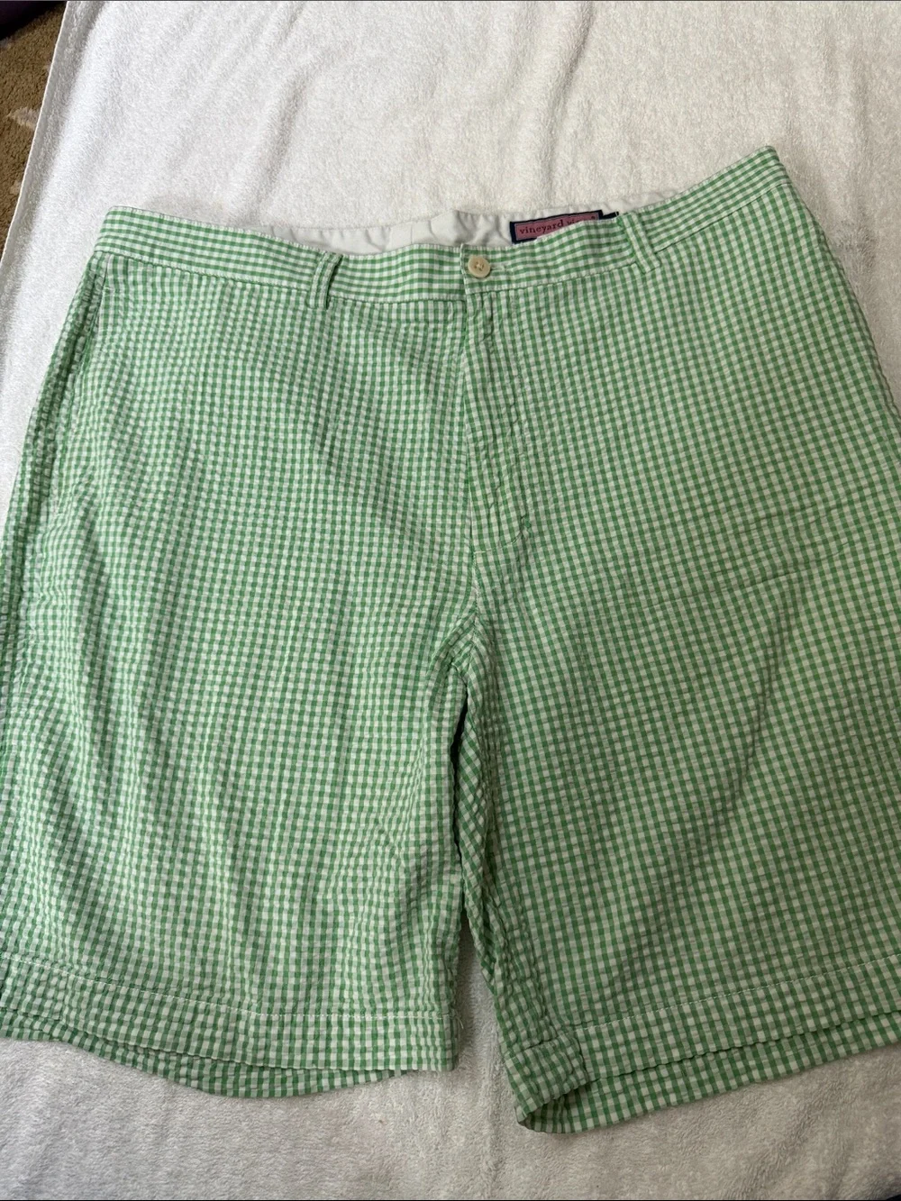 Vineyard Vines Mint Green Gingham Flat-Front Shorts